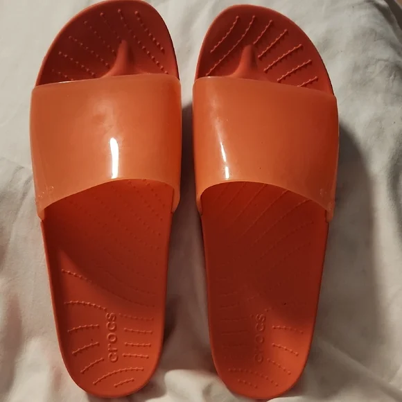 CROCS | Shoes | Crocs Womens Orange Slide Sandals | Poshmark display picture 2